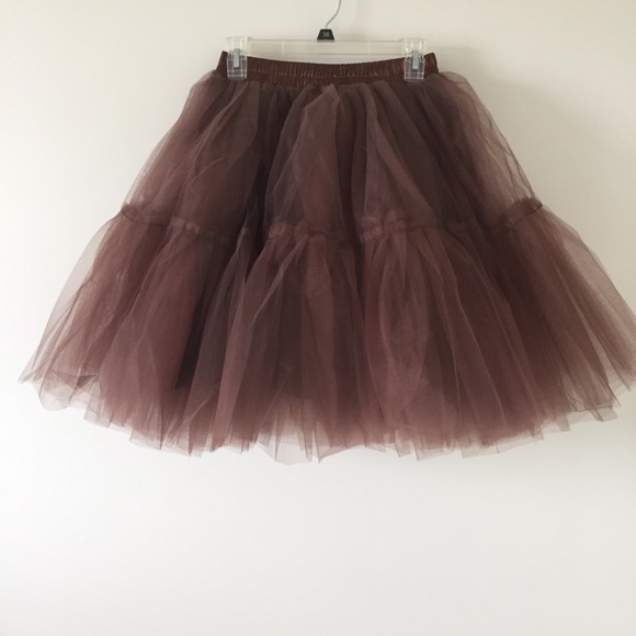 Mocha Tulle Skirt - Picture 3 of 7